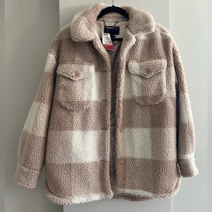 🤍Button Up Plaid Sherpa Jacket - NWT